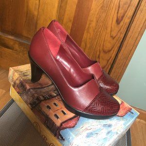 Bella Vita Shelby Leather Pumps with Snakeskin Tips Sz 10W Burgundy